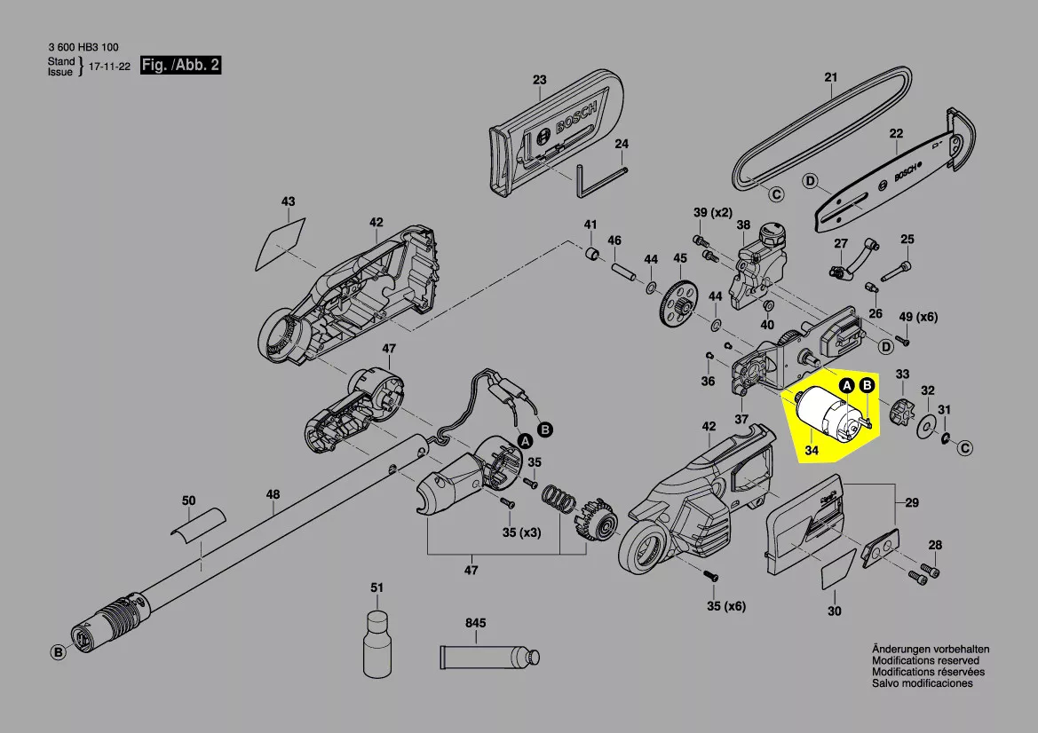 Moteur 18V réf. F 016 F05 862 Bosch